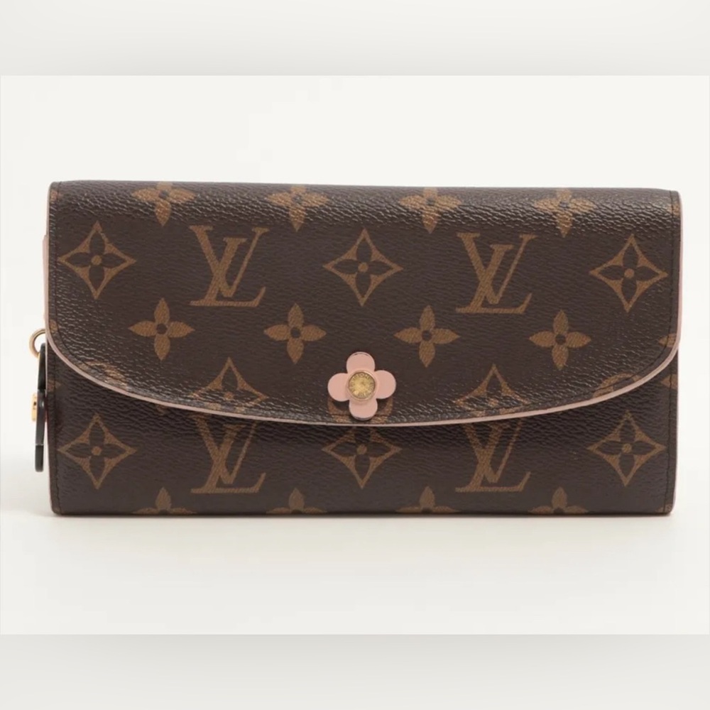 Louis Vuitton Monogram Bloom Flower Portefeuille Emilile Wallet Pink